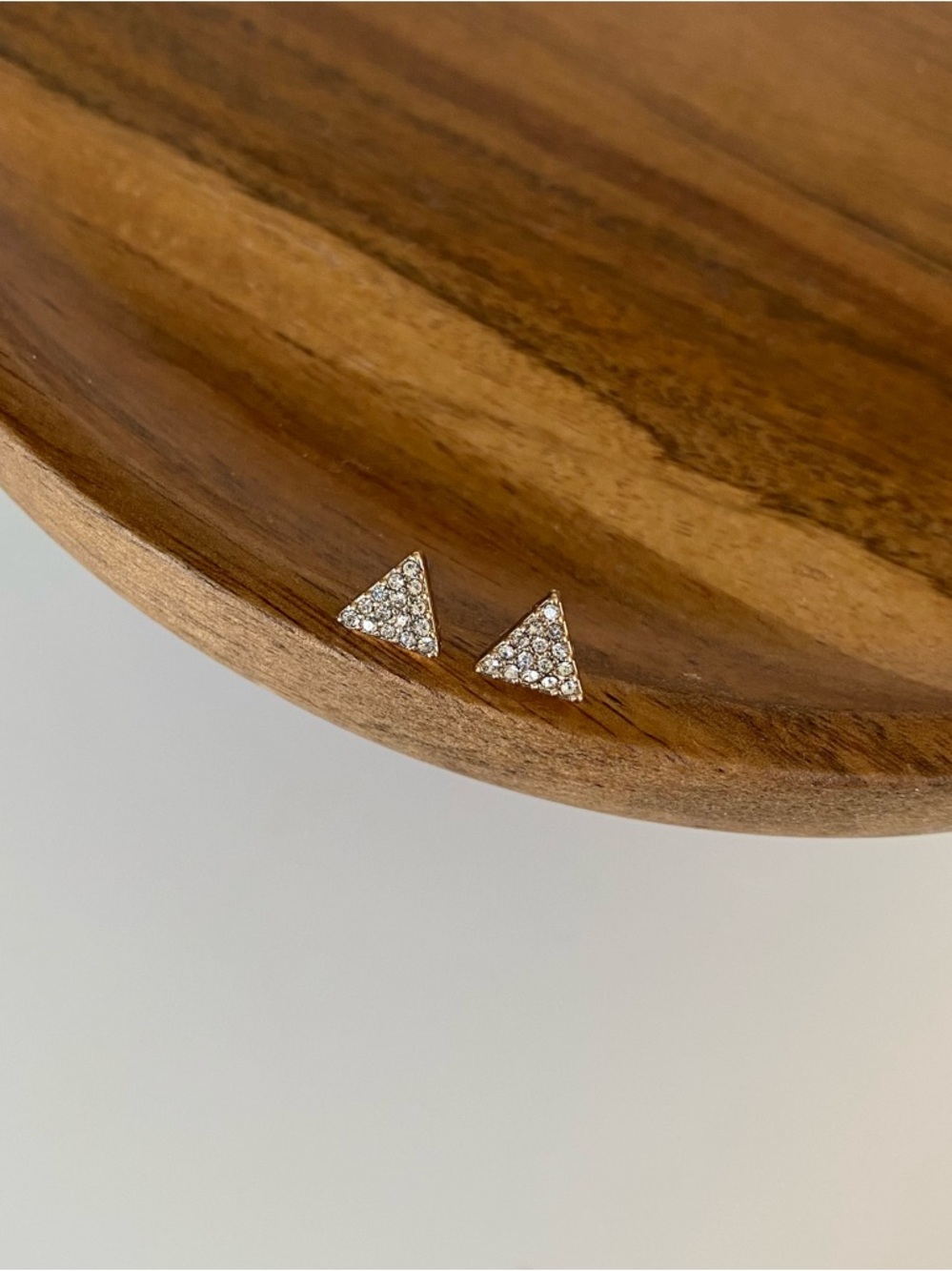 4/$15 Triangle Rhinestones Pavé Gold Stud Earrings